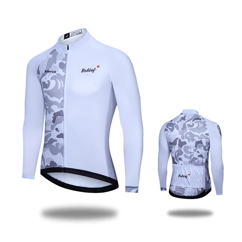 Mens Cycling Jersey Long Sleeve High Elastic for Spring Autumn Bike Riding and Outdoor Sports