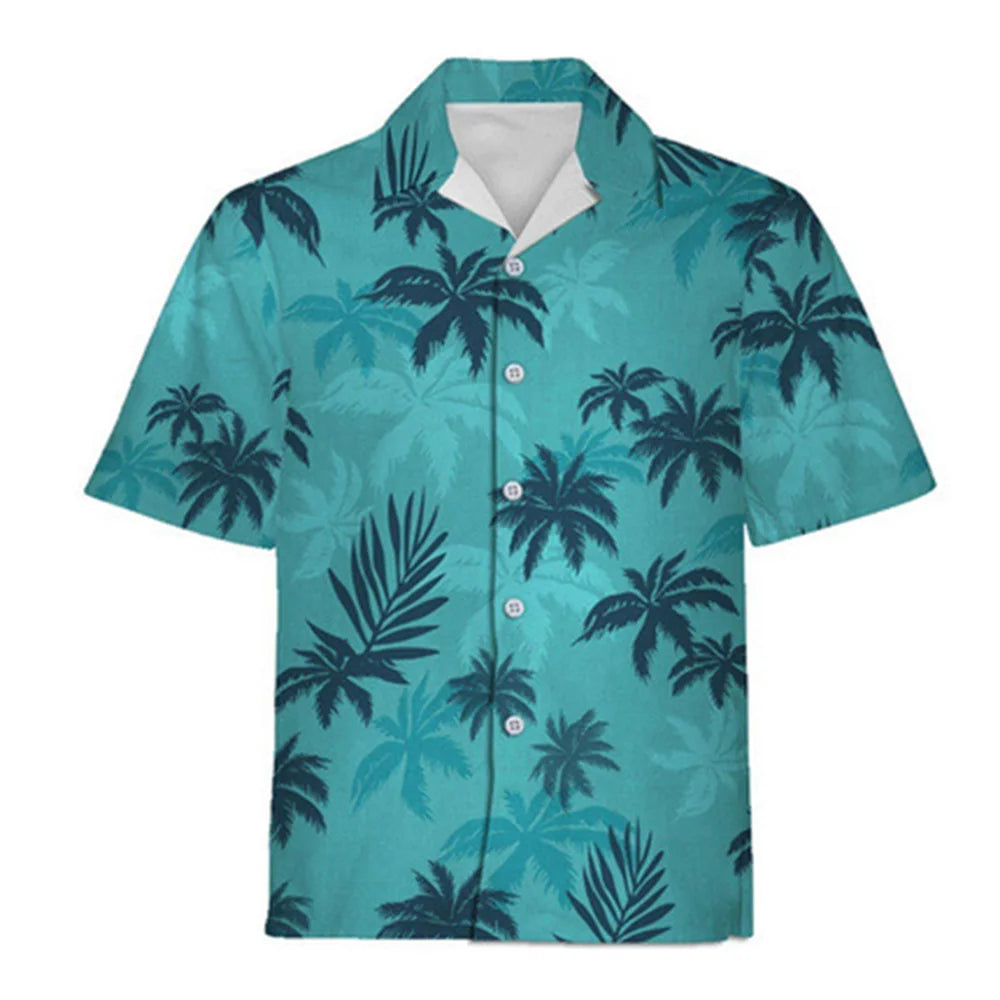 Men's Vacation-Print Short-Sleeve Button-Front Shirt
