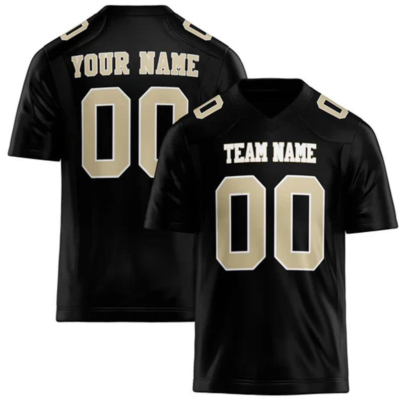 Black Number Football Short Sleeve Jersey For Sports Outfits