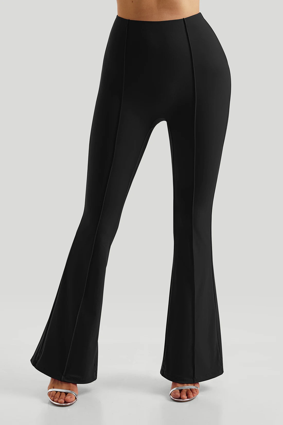 Women's High Waist Nylon Blend Flared Pants for Yoga and Dance Practice