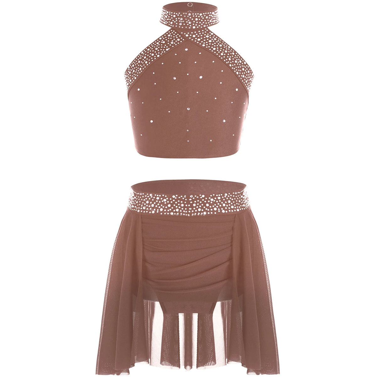 Girls' Lyrical Dance Costume Styles with Rhinestones and Skirted Outfit Options