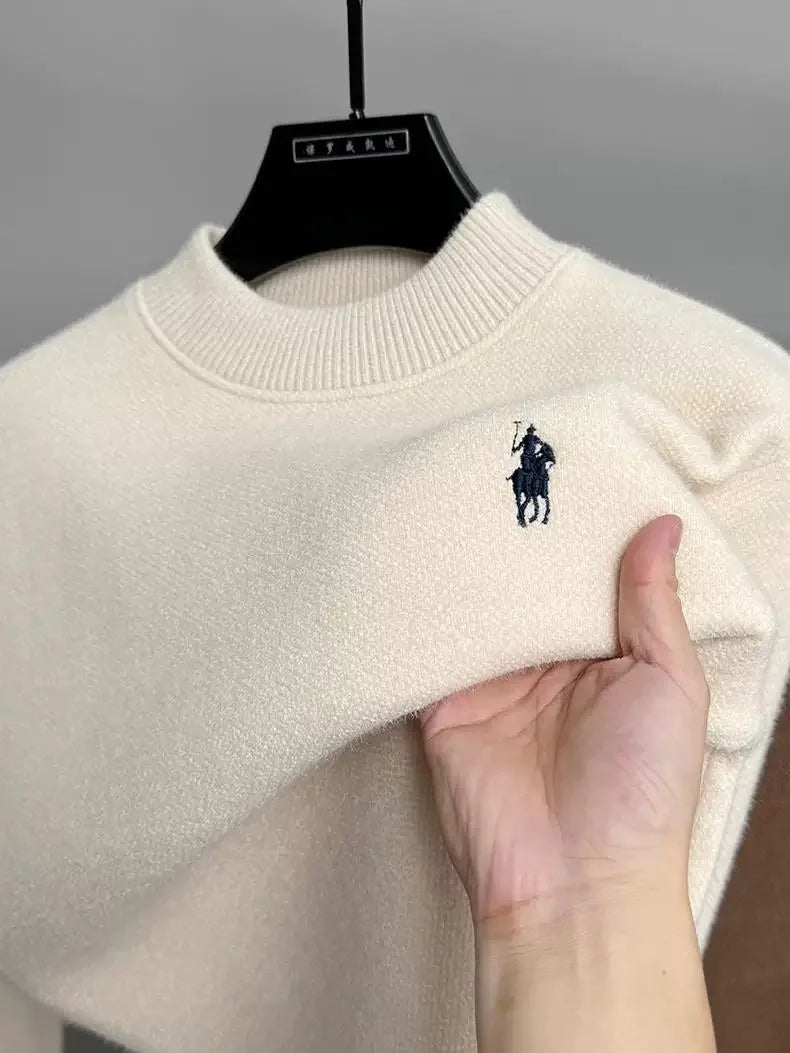 Men's Embroidered Crew Neck Long Sleeve Knit Sweater