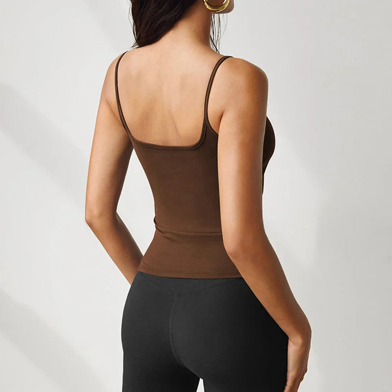 Women's Scoop Neck Camisole with Slim Shoulder Straps and Fitted Shape