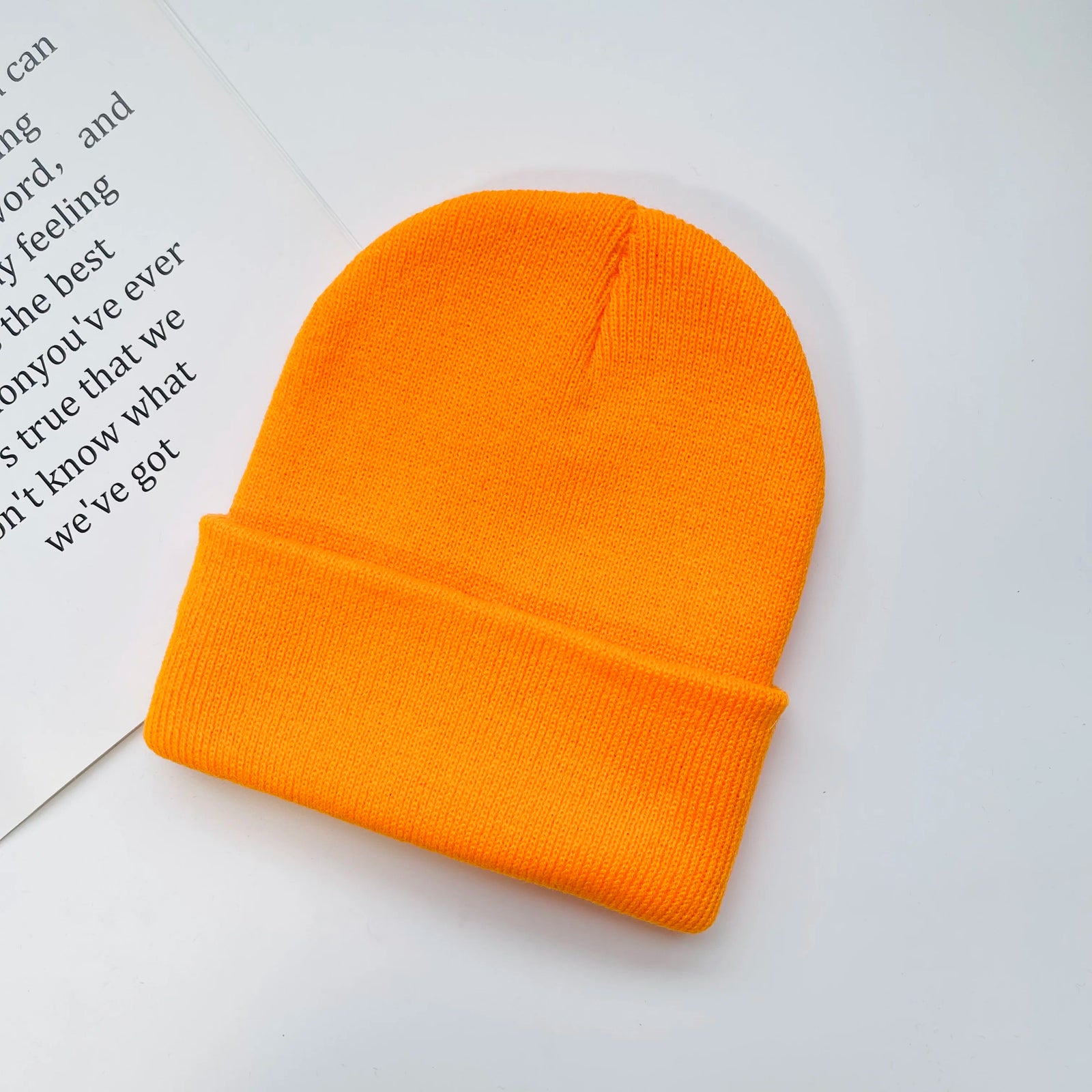 Solid Knit Beanie with Folded Cuff and Color Choices