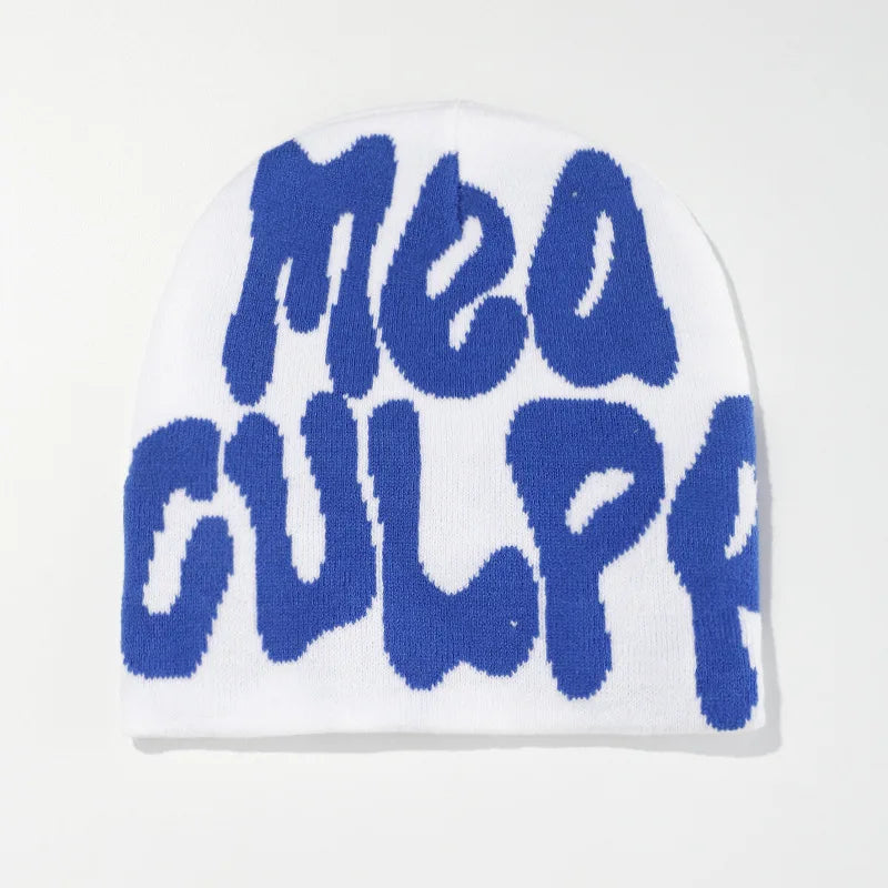 Letter Pattern Knit Beanie with Colorful Graphic Design