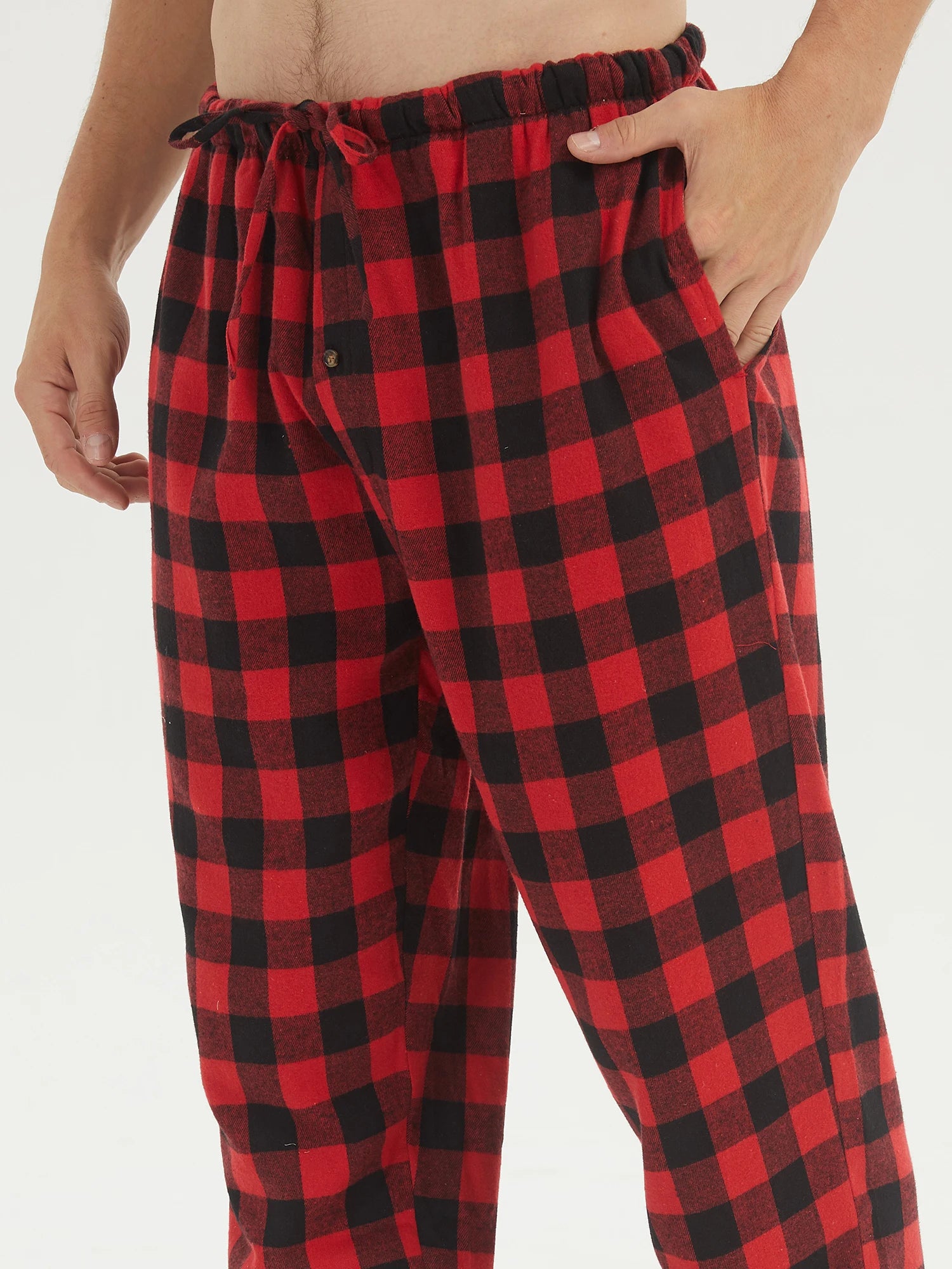 Men's Plaid Button Front Long Sleeve Shirt and Pants Pajama Set