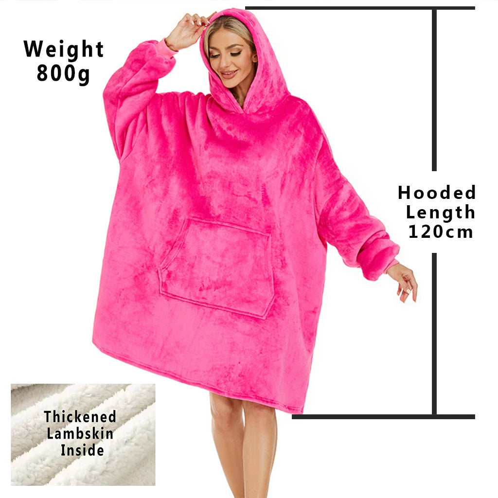 Oversized Fleece Blanket Hoodie with Original Long and Short Styles