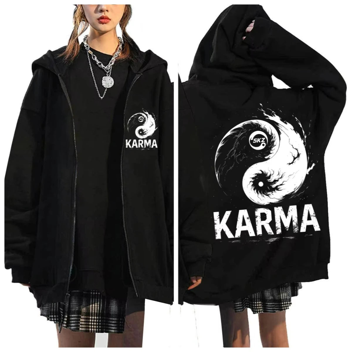 Long Sleeve Full Zip Casual Hooded Sweatshirt for Layering