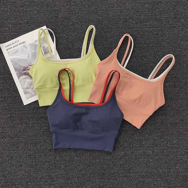Women's Contrast Double Strap Cropped Tank Top