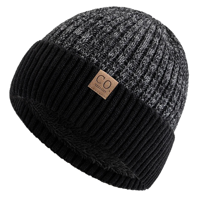 Unisex Knitted Beanie with Ribbed Cuff and Plush Inner Lining