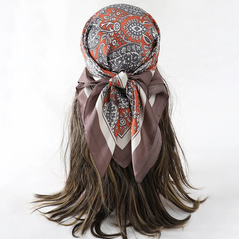 Floral Print Square Scarf for Head and Neck Styling