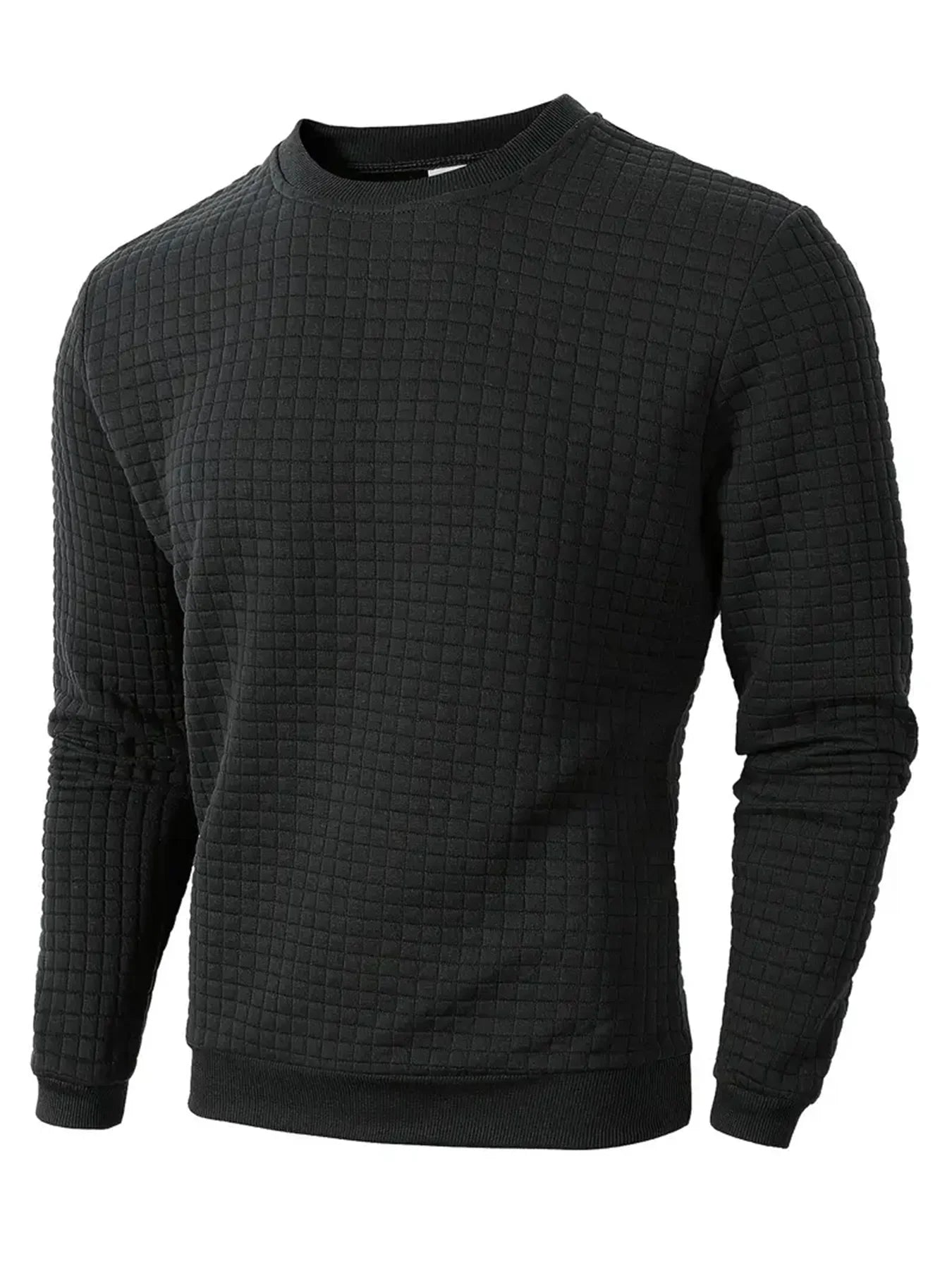 Men's Textured Crew Neck Long Sleeve Knit Sweater