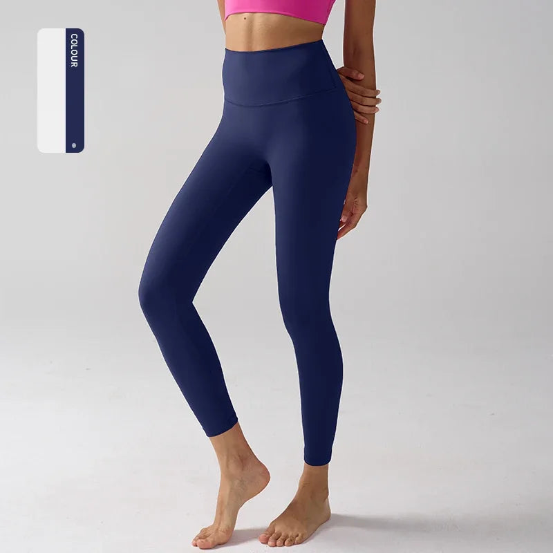 Women's High-Waist Nylon-Elastane Stretch Ankle-Length Yoga Leggings