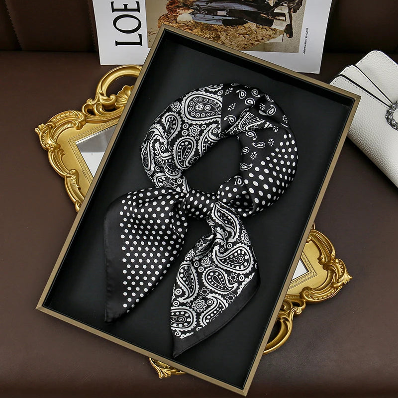 Ornate Print Square Scarf with Decorative Border Patterns