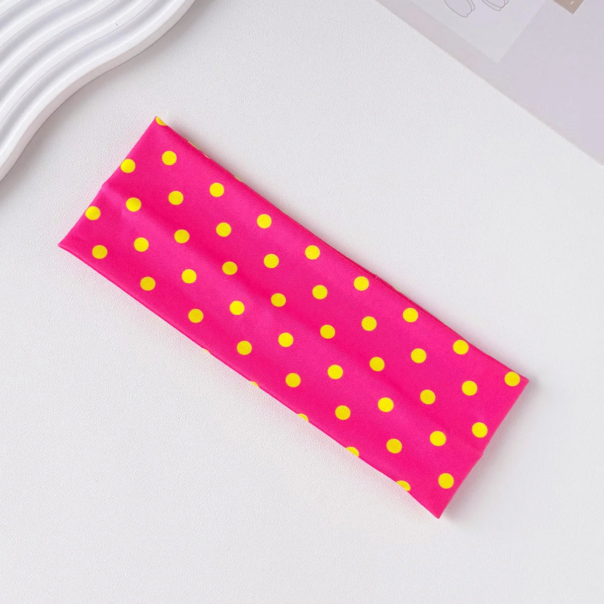 Polka Dot and Button Style Fabric Headband for Hair Styling