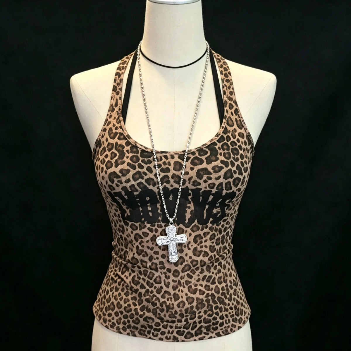 Women's Printed Lace Trim Camisole with Thin Straps and Fitted Shape