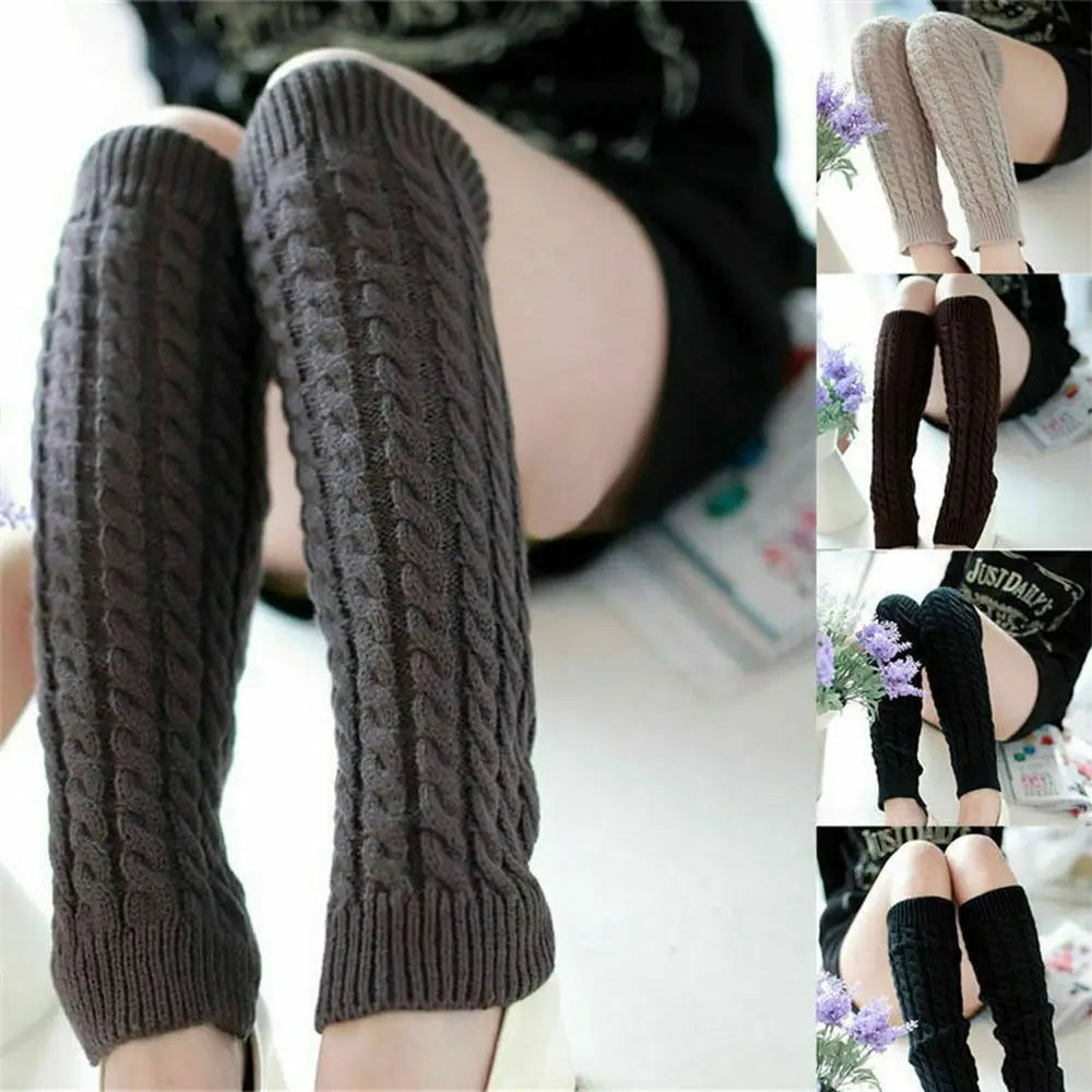Cable Knit Calf Leg Warmers with Solid Color Choices