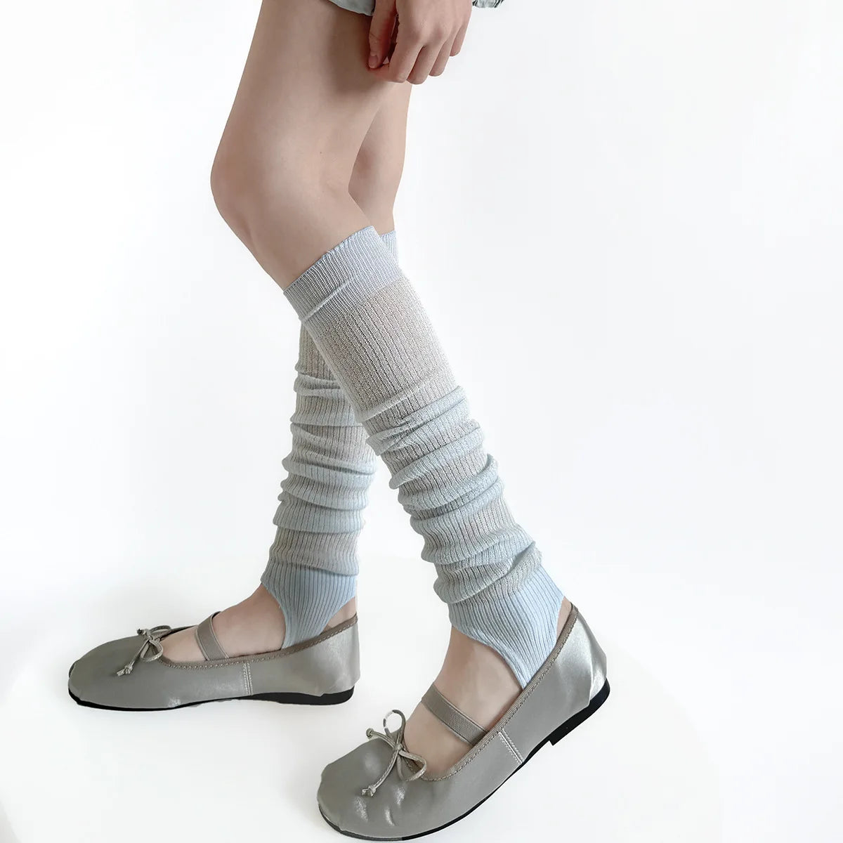Solid Ribbed Leg Warmers with Slouchy Calf Shape