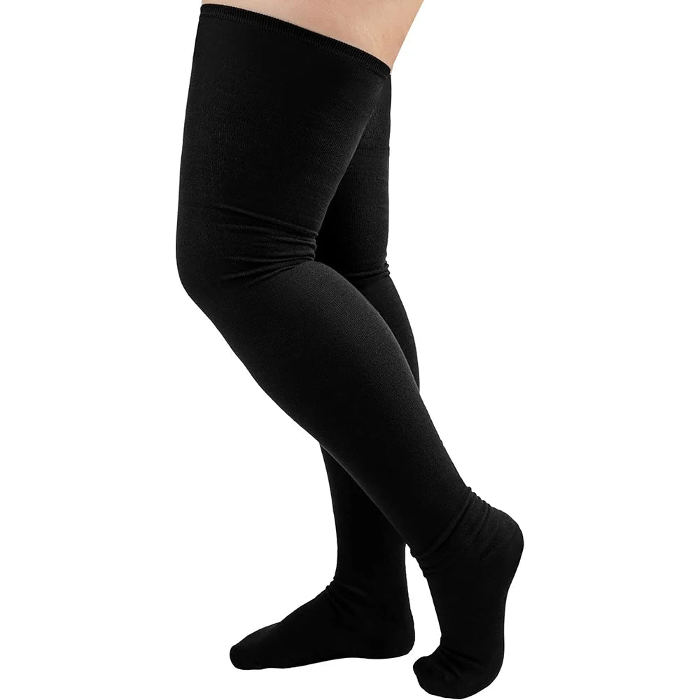 Plus Size Thigh High Socks with Striped Style Options