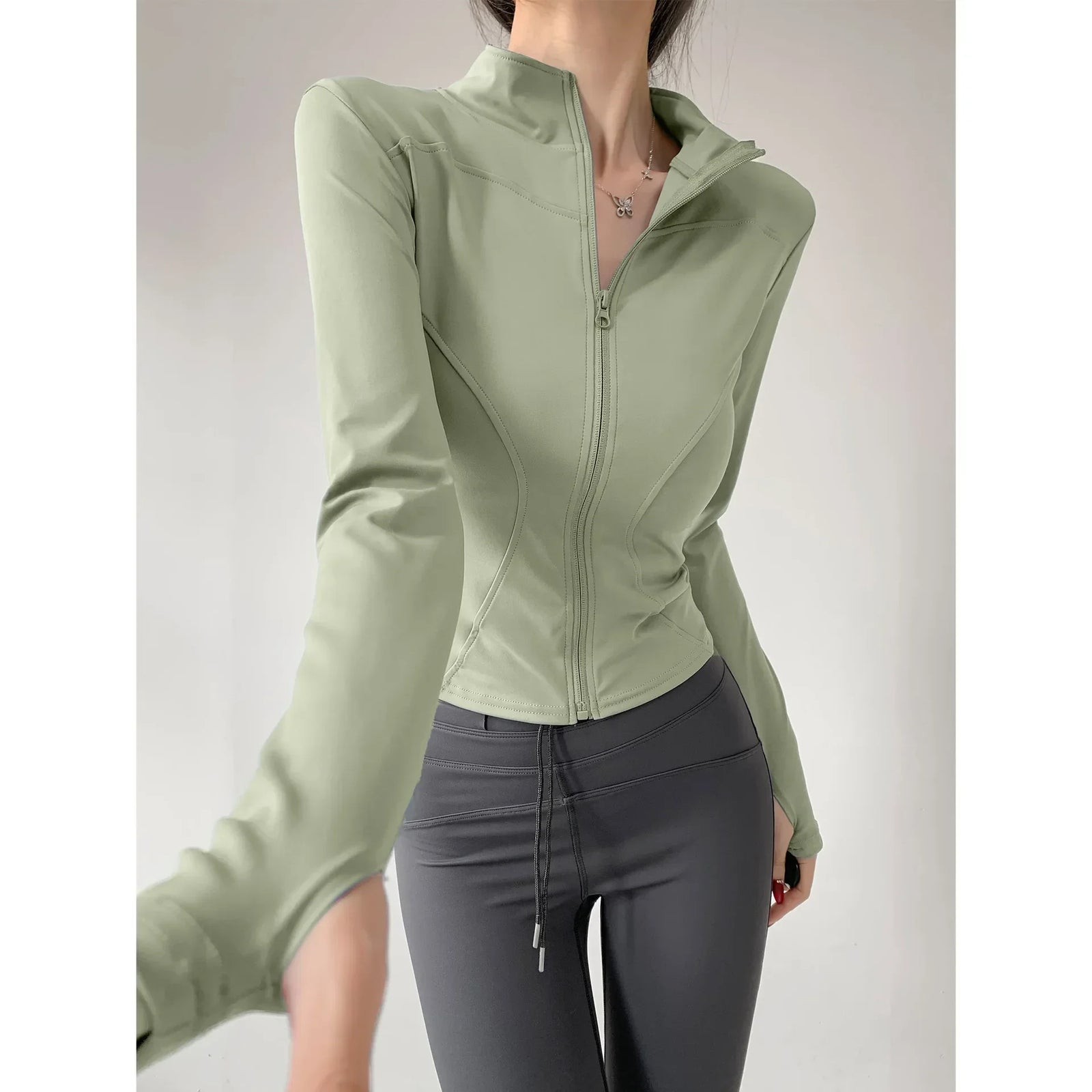 Slim-Fit Long-Sleeve Zip-Front Yoga Jacket