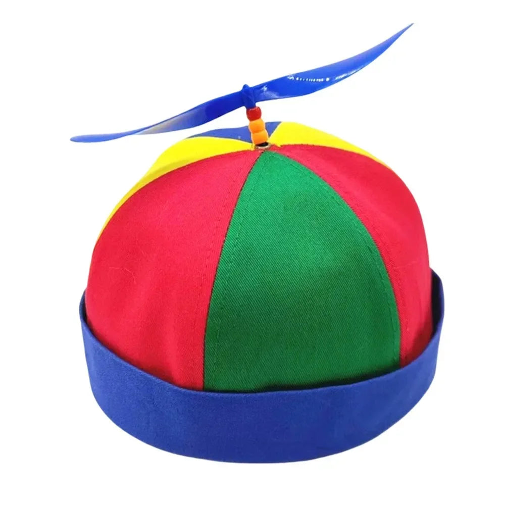 Color Block Baseball Cap with Decorative Top Propeller