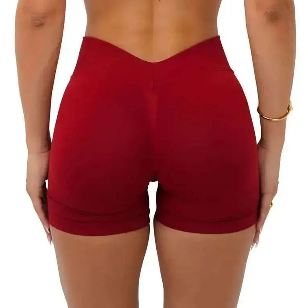 Women's V Waist Scrunch Back Nylon Blend Shorts for Gym Workouts