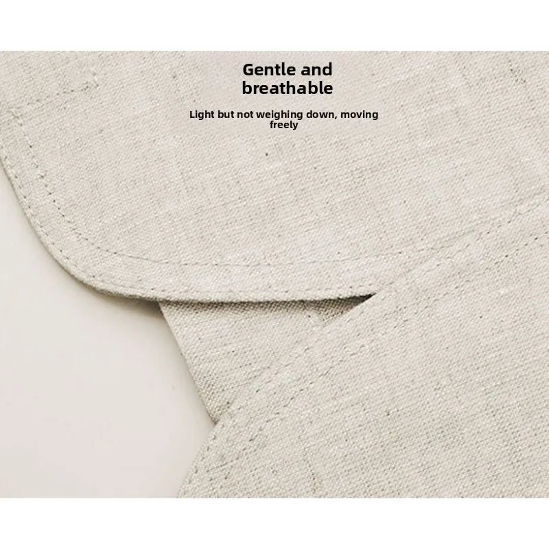 Men's Linen Long-Sleeve Notched-Lapel Single-Breasted Blazer for Smart Casual Everyday Layered Outfits