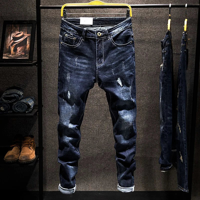 Men's Distressed Slim Fit Denim Jeans for Casual Everyday Wear