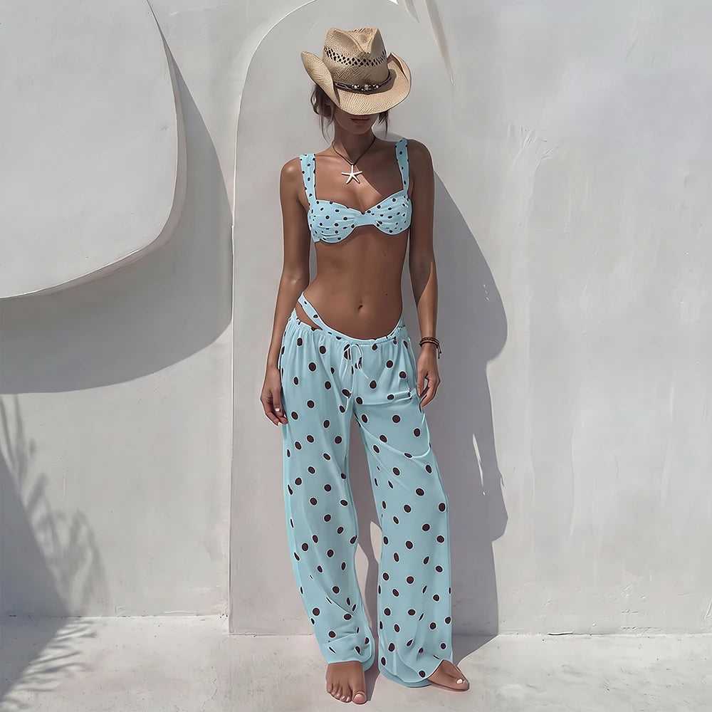 Polka Dot Bikini with Cover-Up Dress