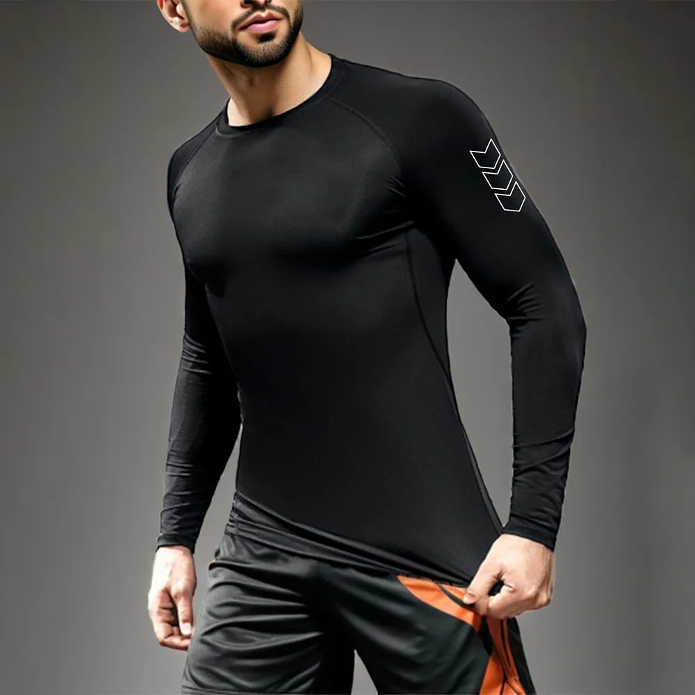 Fitted Crew Neck Long Sleeve Compression T Shirt