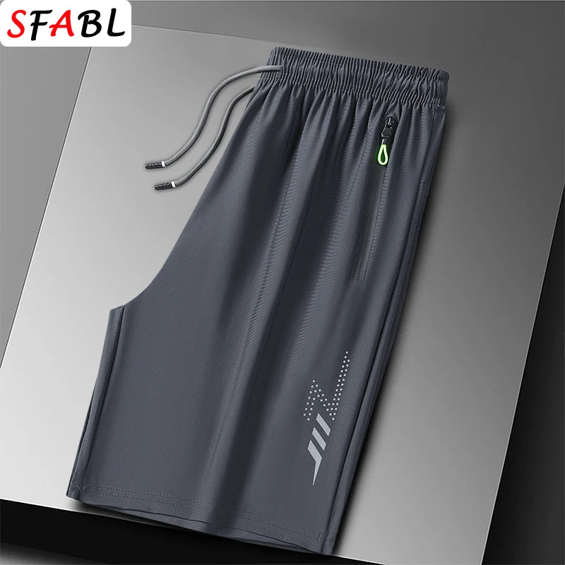 Men's Stretch Drawstring Sports Shorts with Zipper Pockets