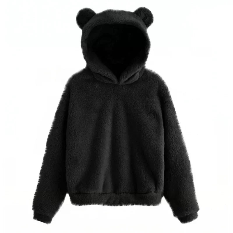 Bear Ear Long Sleeve Pullover Casual Hoodie for Layering