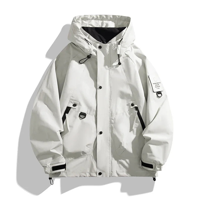 Hooded Zip-Front Hiking Jacket with Pockets