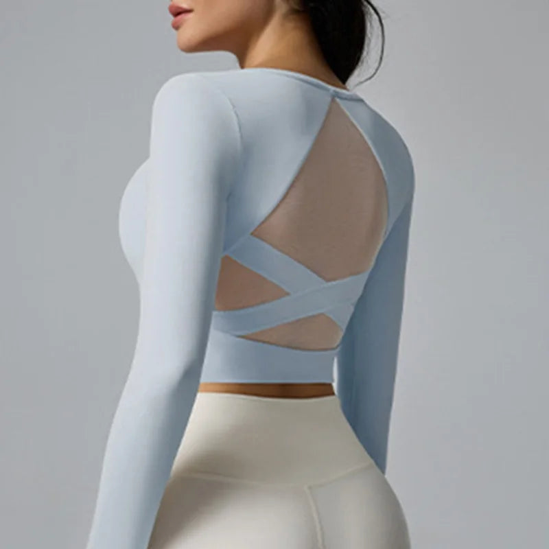 Women's Cross-Back Long-Sleeve Workout Top