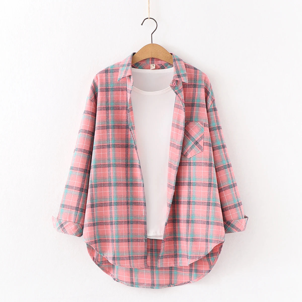 Women's Checked Collared Long Sleeve Shirt