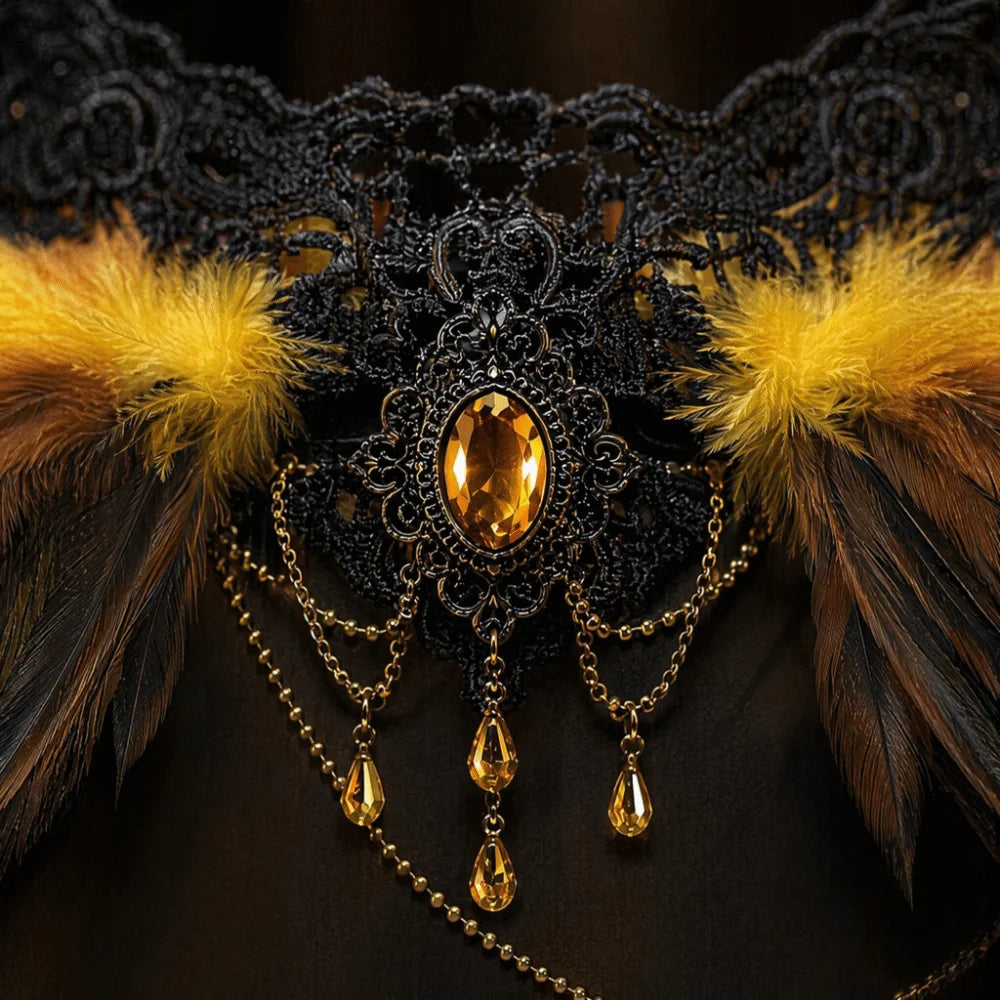 Feather Collar Sheer Long Cape for Layering over Outfits