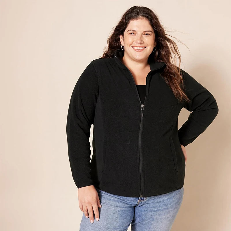 Long Sleeve Full Zip Fleece Outdoor Jacket with Pockets