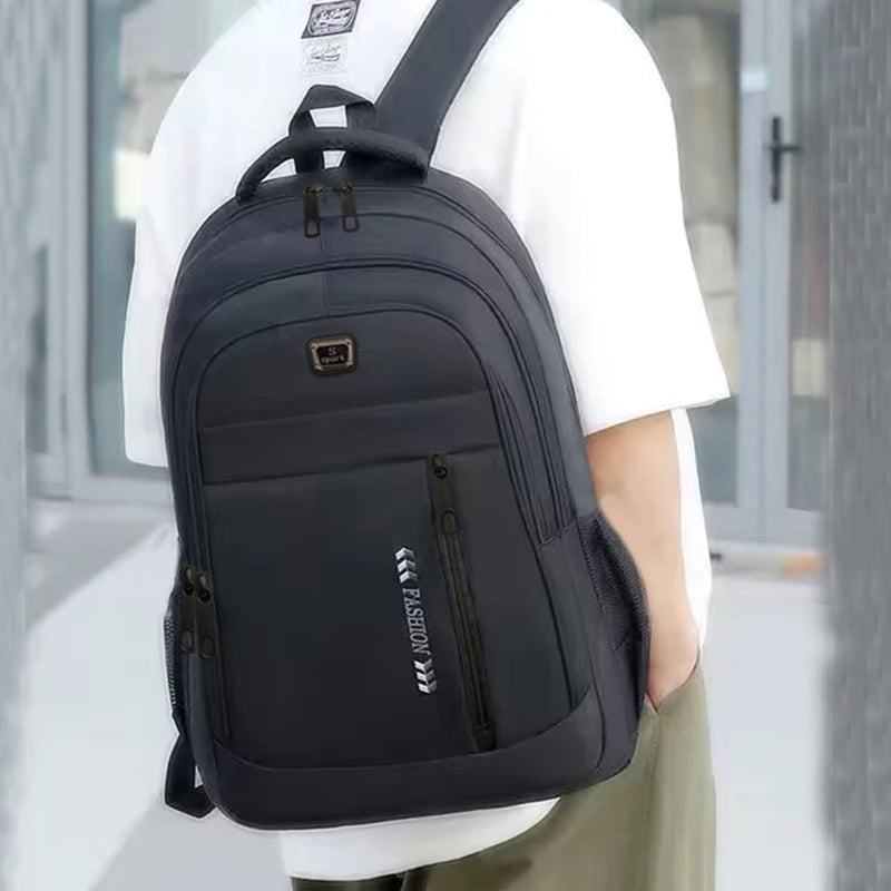 Student Commuter Backpack with Layered Front Pockets and Contrast Zipper Details