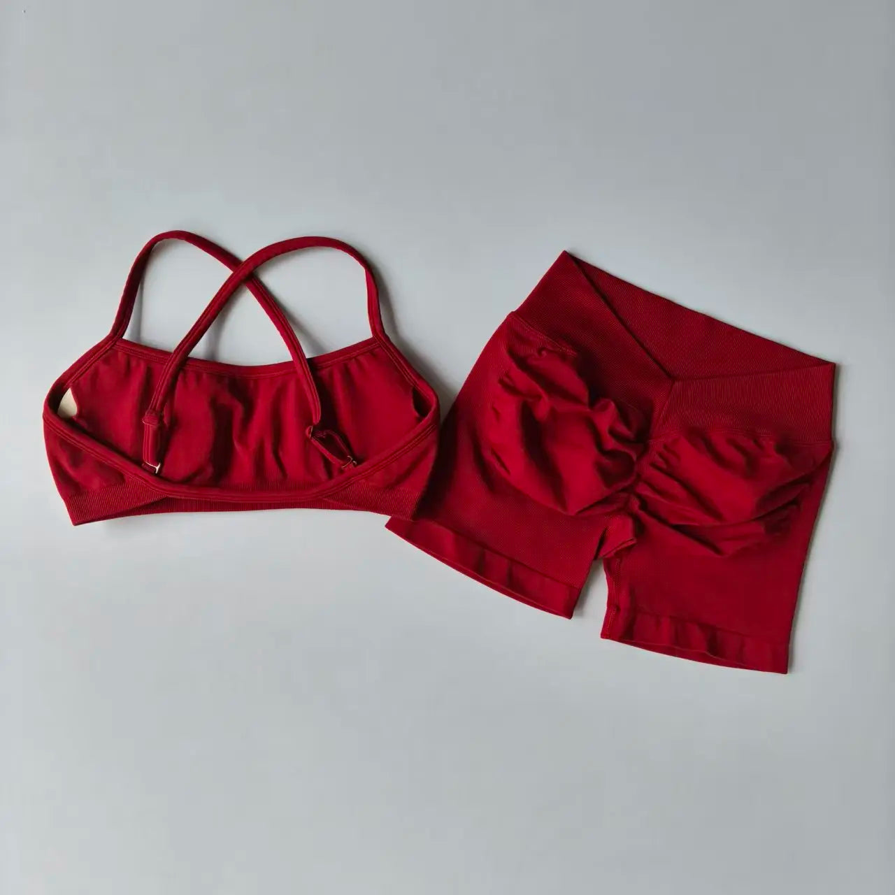 Women's Cross Strap Bra And Shorts Yoga Set