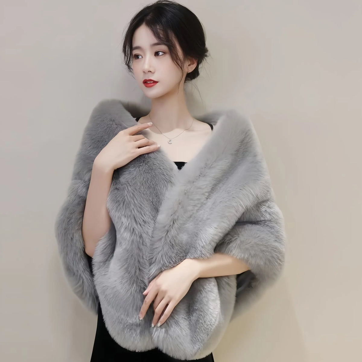 Plush Cross Front Wrap Cape for Layering over Outfits