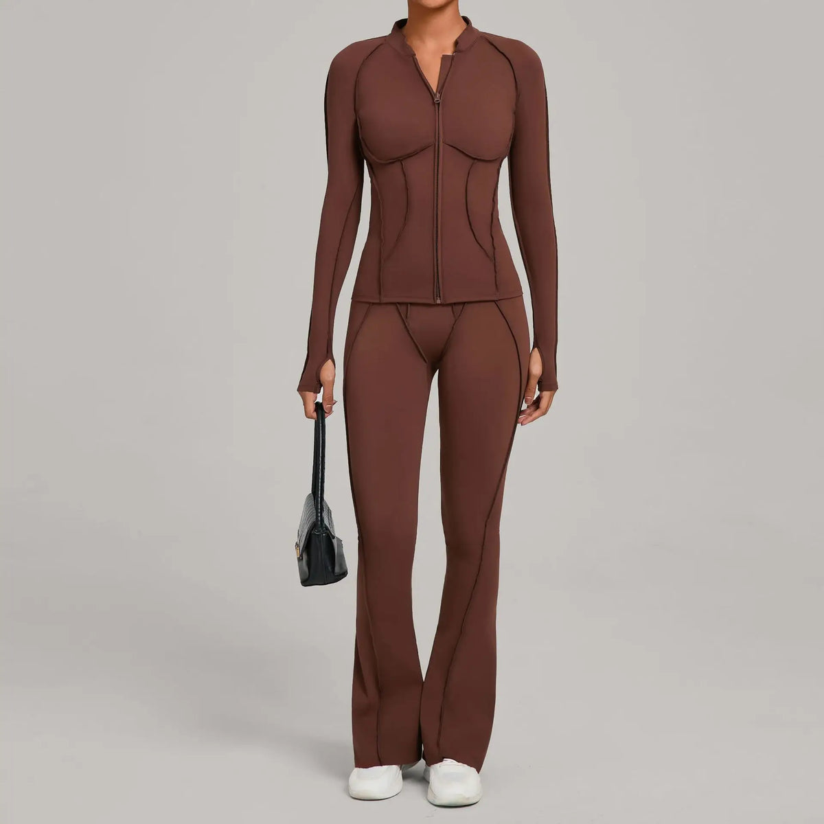 Women's Contrast Seam Bra And Leggings Yoga Set