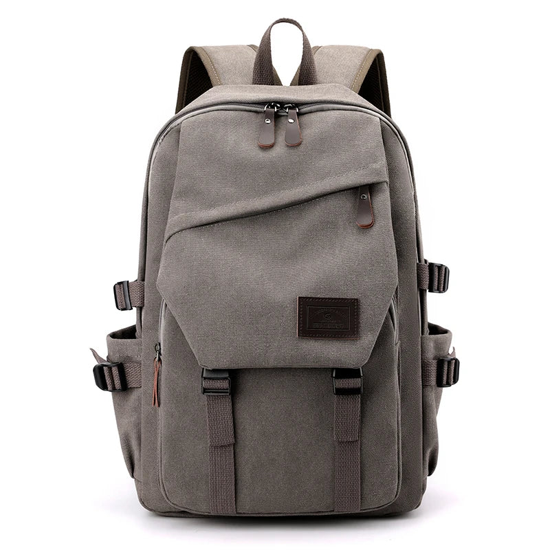 Canvas Travel Backpack with Buckle Front and Adjustable Shoulder Carry Straps