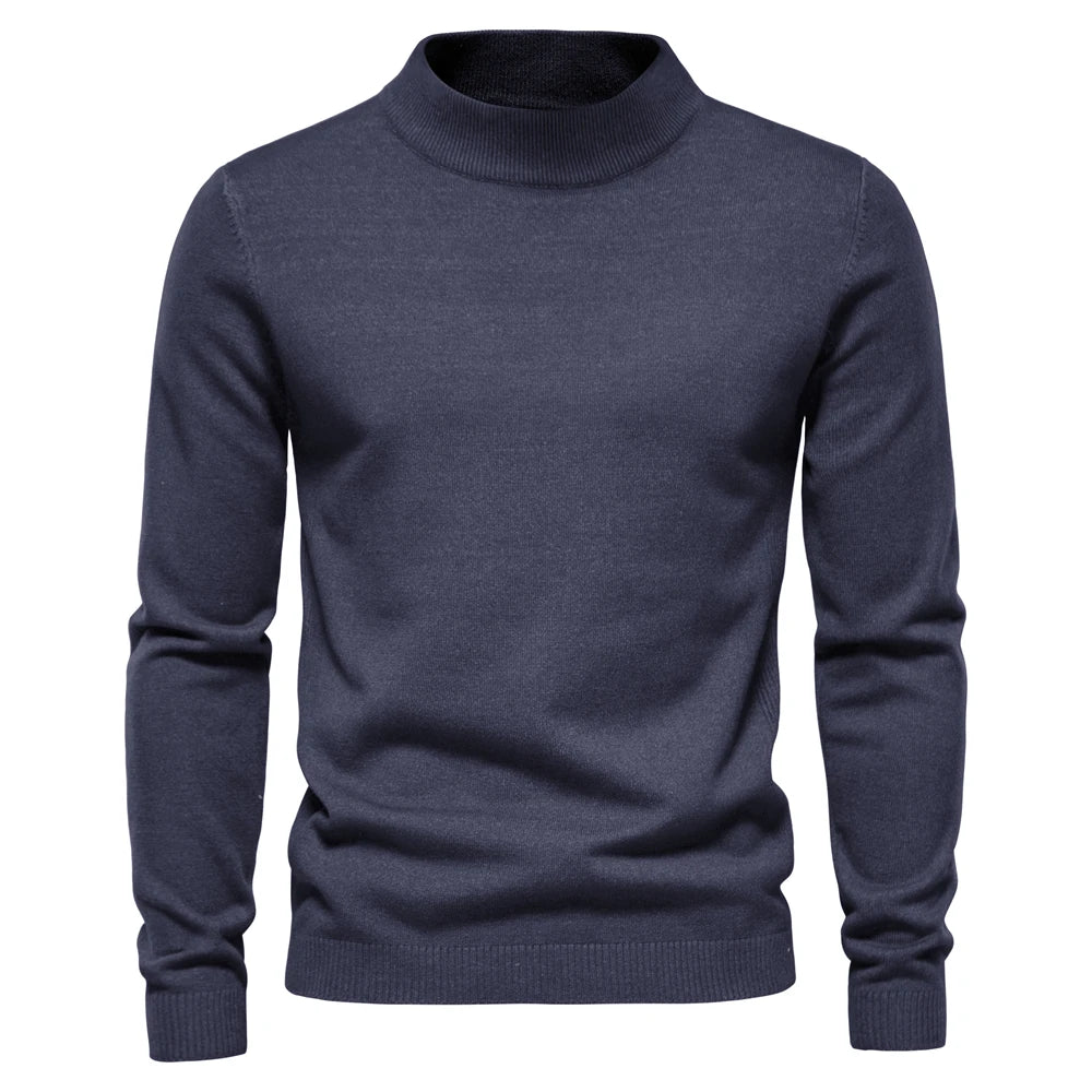 Men's Mock Neck Long Sleeve Knit Sweater