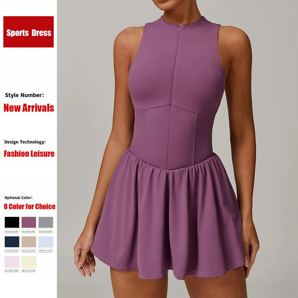Women's Zip-Front Sleeveless Tennis Dress
