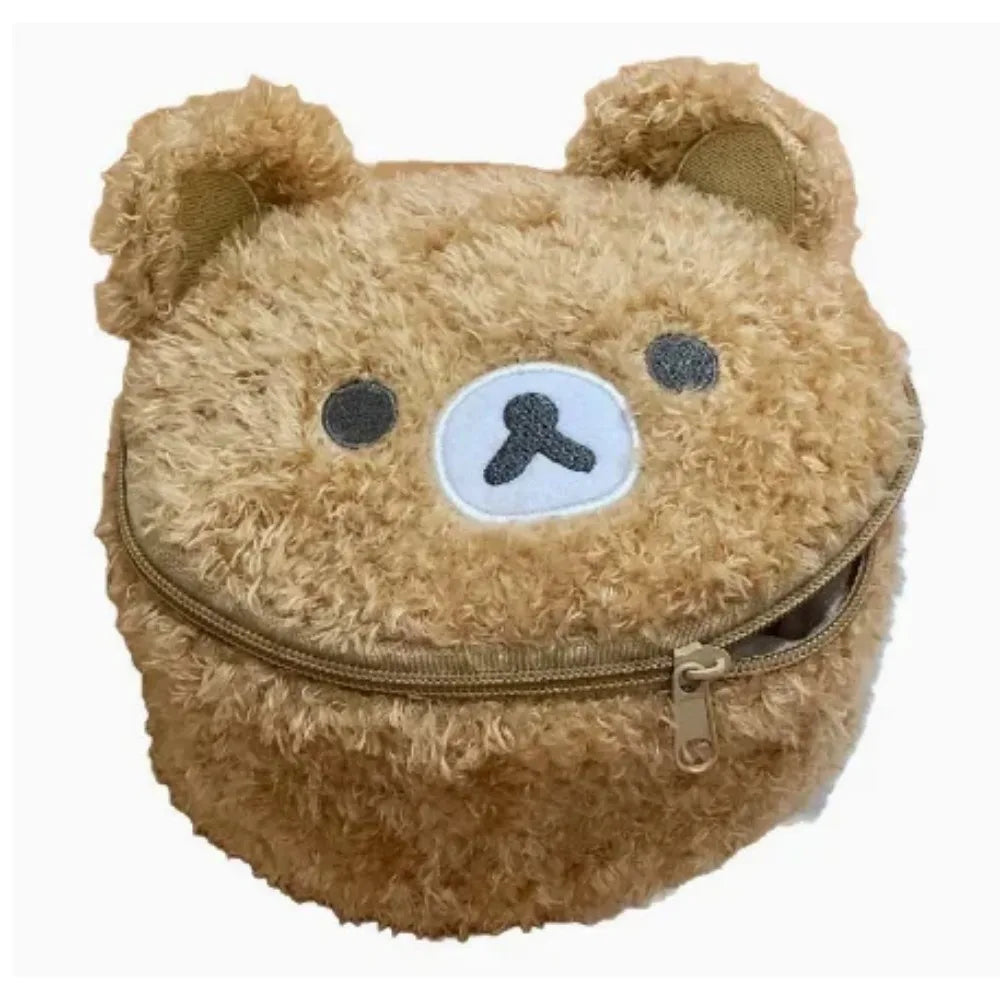 Plush Bear Toiletry Pouch with Rounded Zippered Shape
