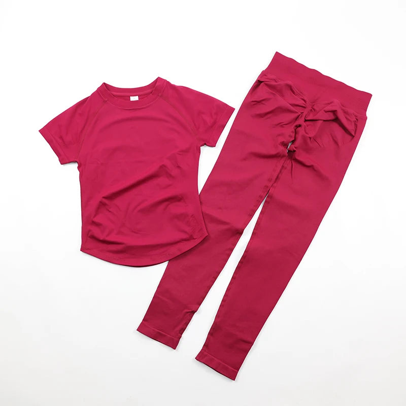 Women's Tee And Shorts Yoga Set For Workout Outfits