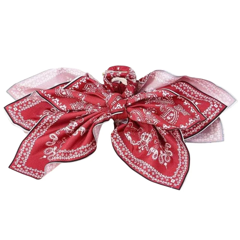 Decorative Paisley Bow Claw Hair Clip for Everyday Hair Styling