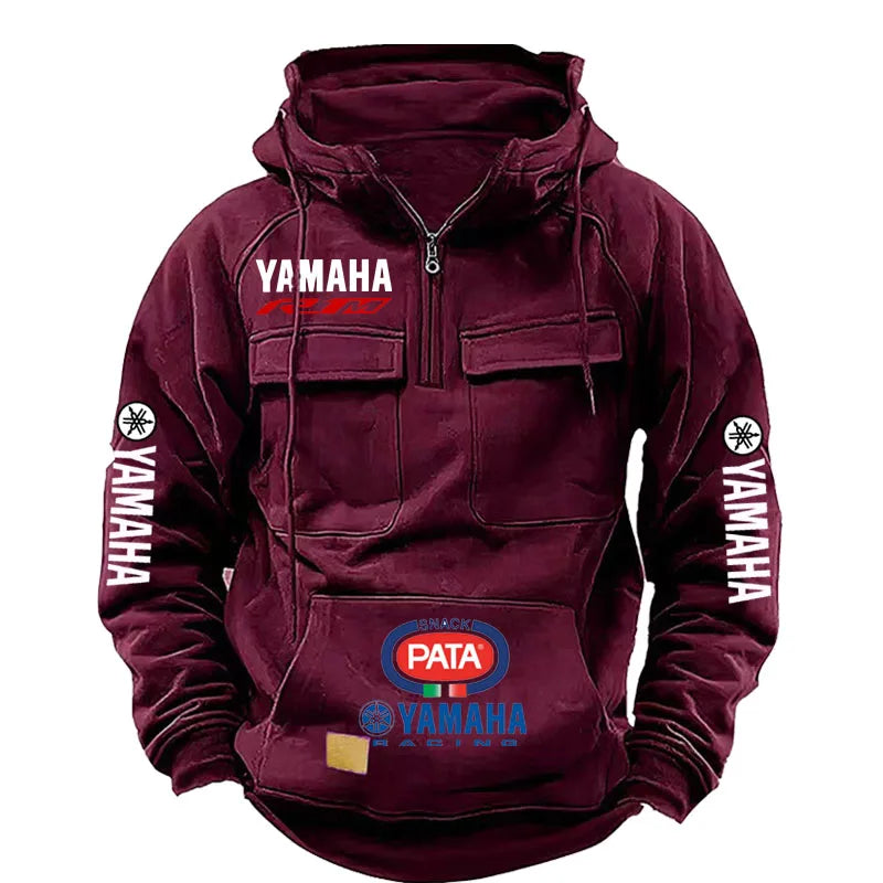 Men's Workwear-Inspired Moto-Graphic Zip-Front Hoodie