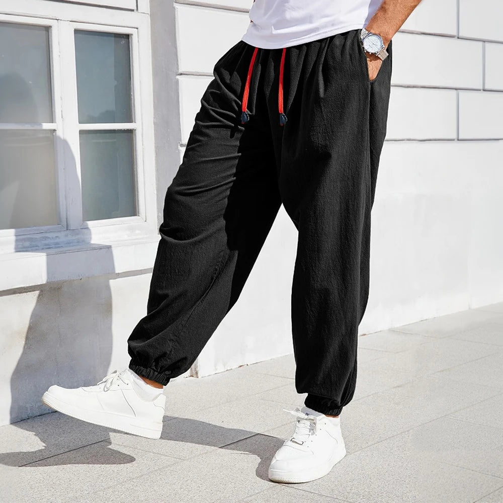 Men's Elastic Waist Loose Fit Casual Pants For Everyday Wear