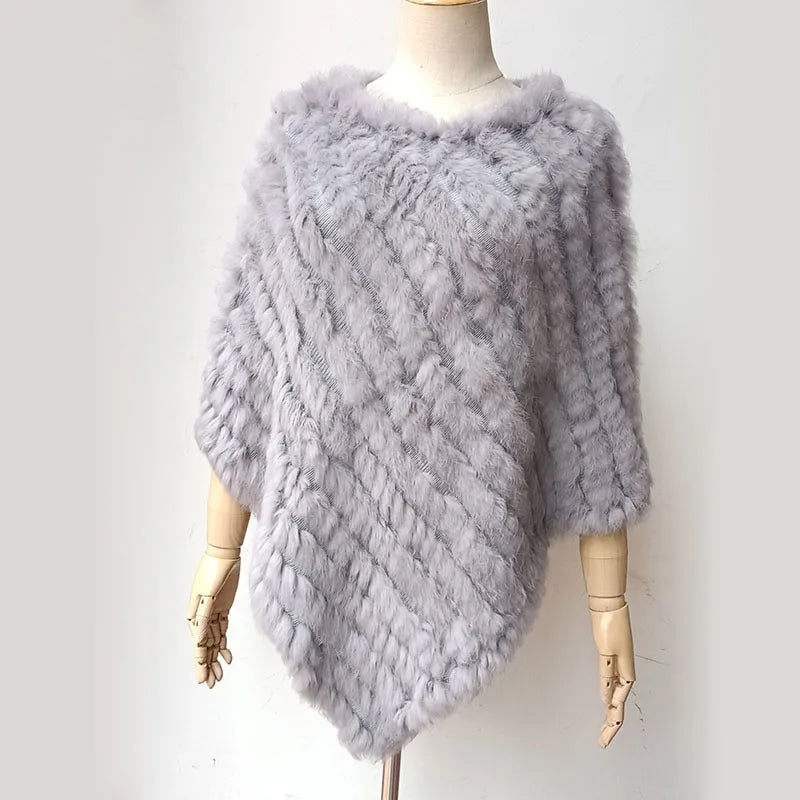 Textured Pointed Hem Poncho for Layering over Outfits